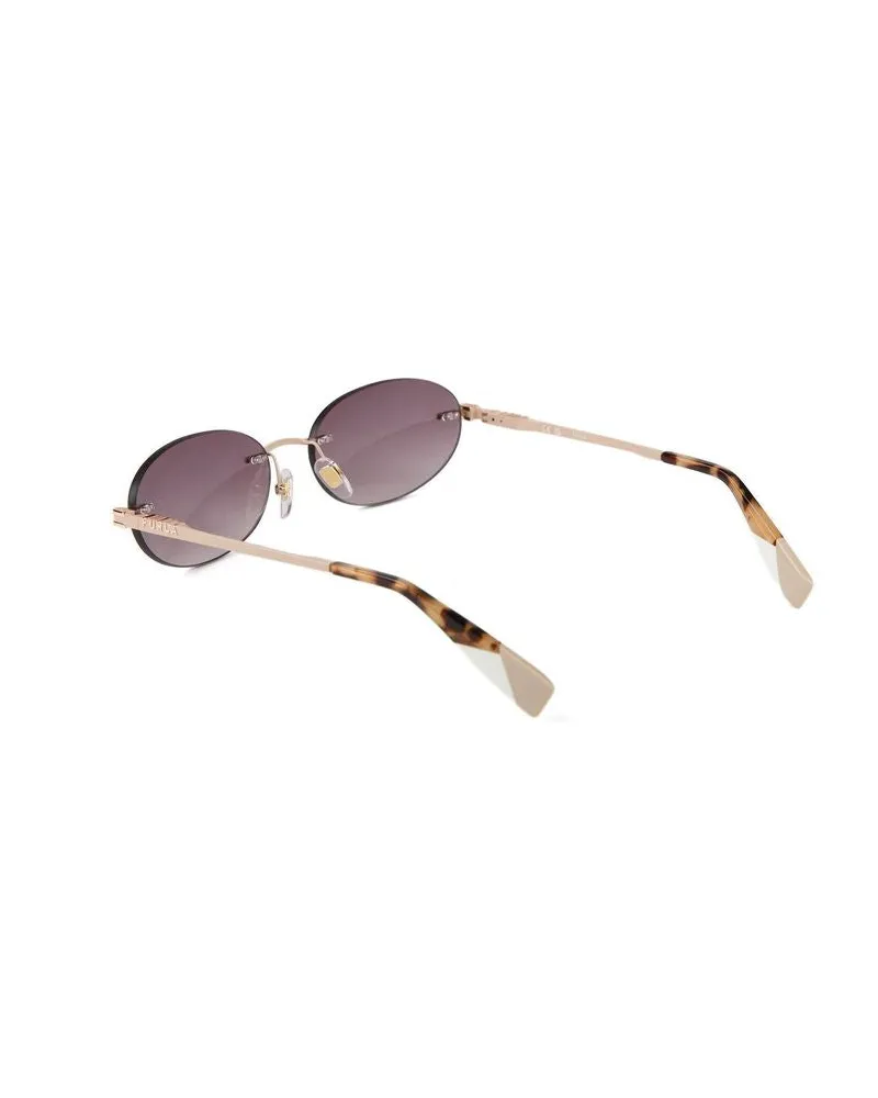 Furla SFUB29 Metal Oval Sunglasses — Beige Beige