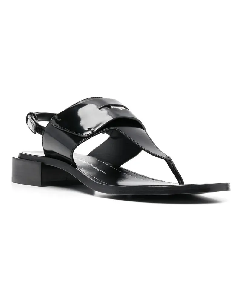 Ferragamo Women's Logo-Plaque Detail Thong Sandals Black Black