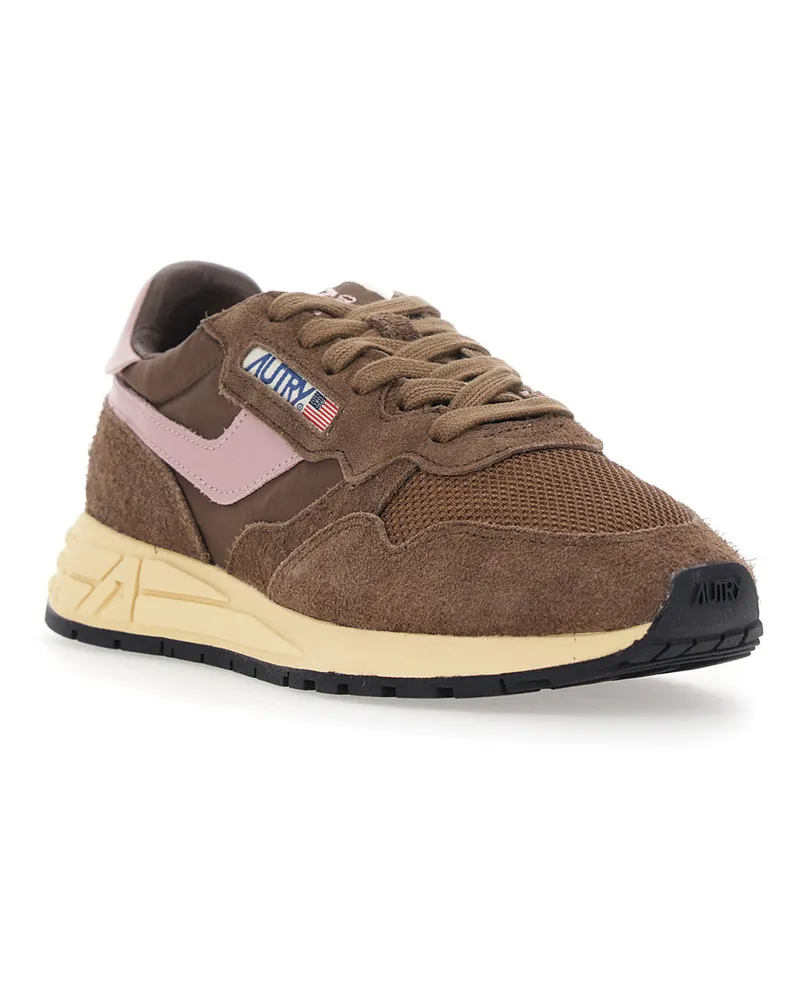 AUTRY Women's Sneakers Brown Leather Nylon Trainers Brown