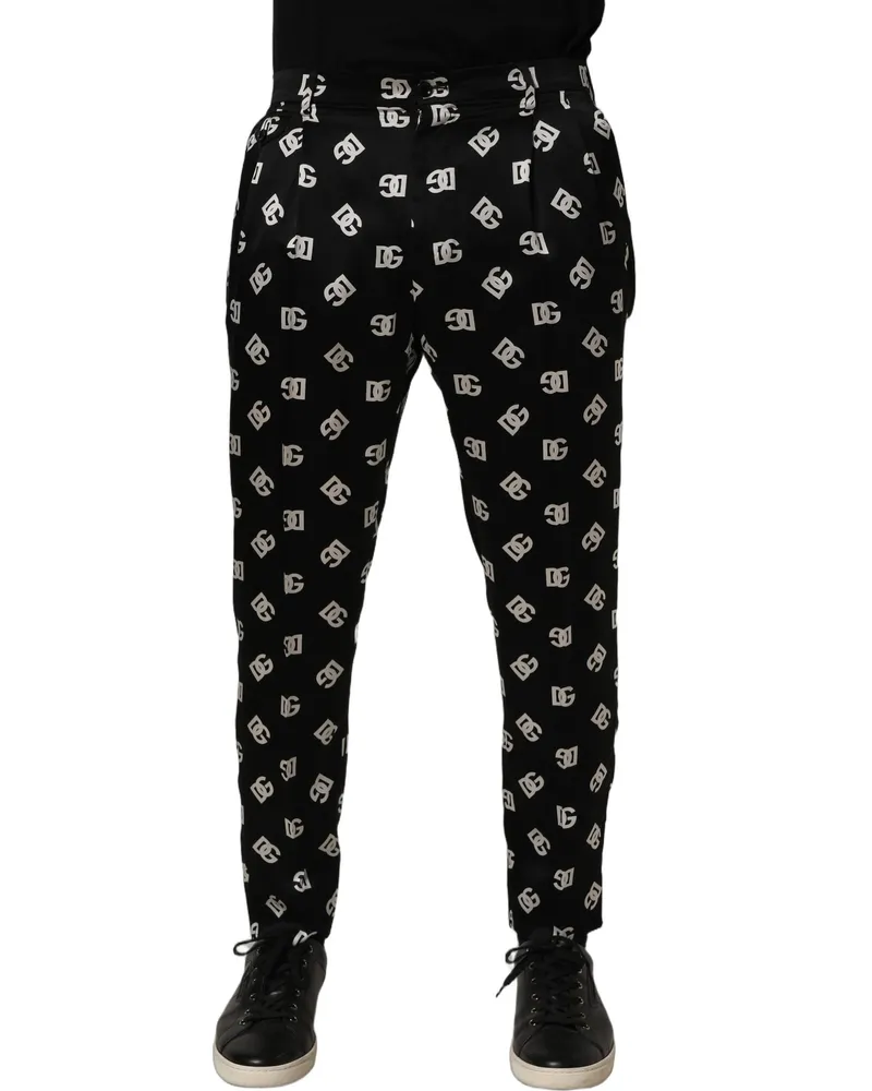 Dolce & Gabbana Black Silk Skinny Leg Dress Men Trouser Pants Black