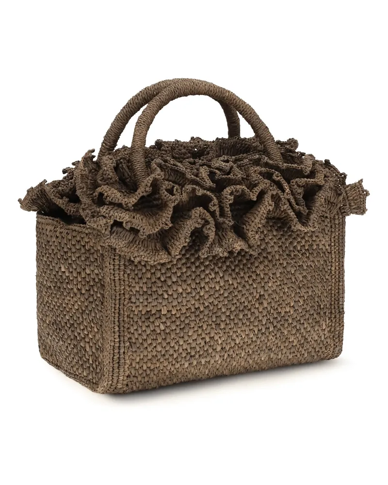 IBELIV Women's Laguna Handbag Dark Tea Raffia Handbags Hand Bags Brown