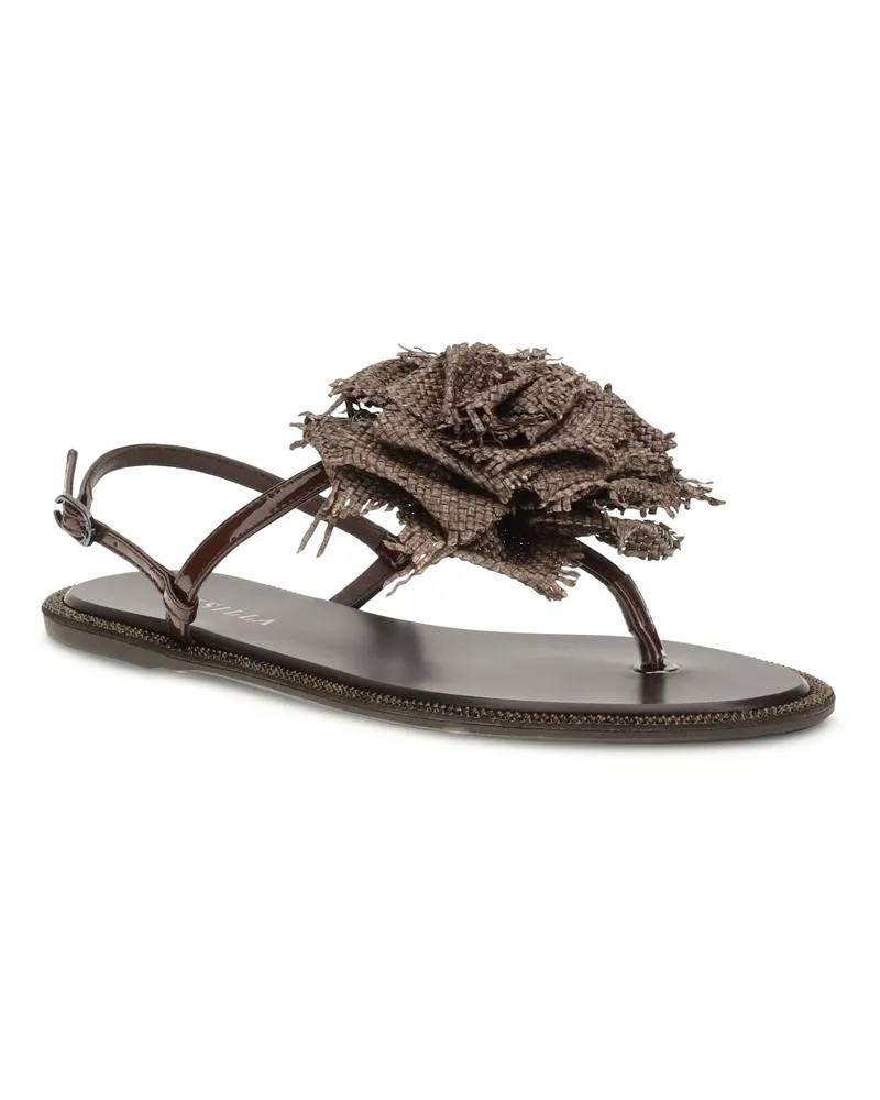 Le Silla Women's Rose Sandals Fondente Calf Leather Bos Taurus Brown