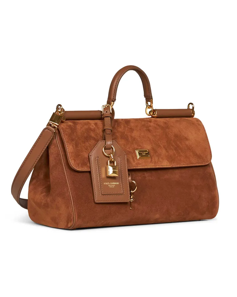 Dolce & Gabbana Suede & Calf Leather Shoulder Bag — Brown Brown