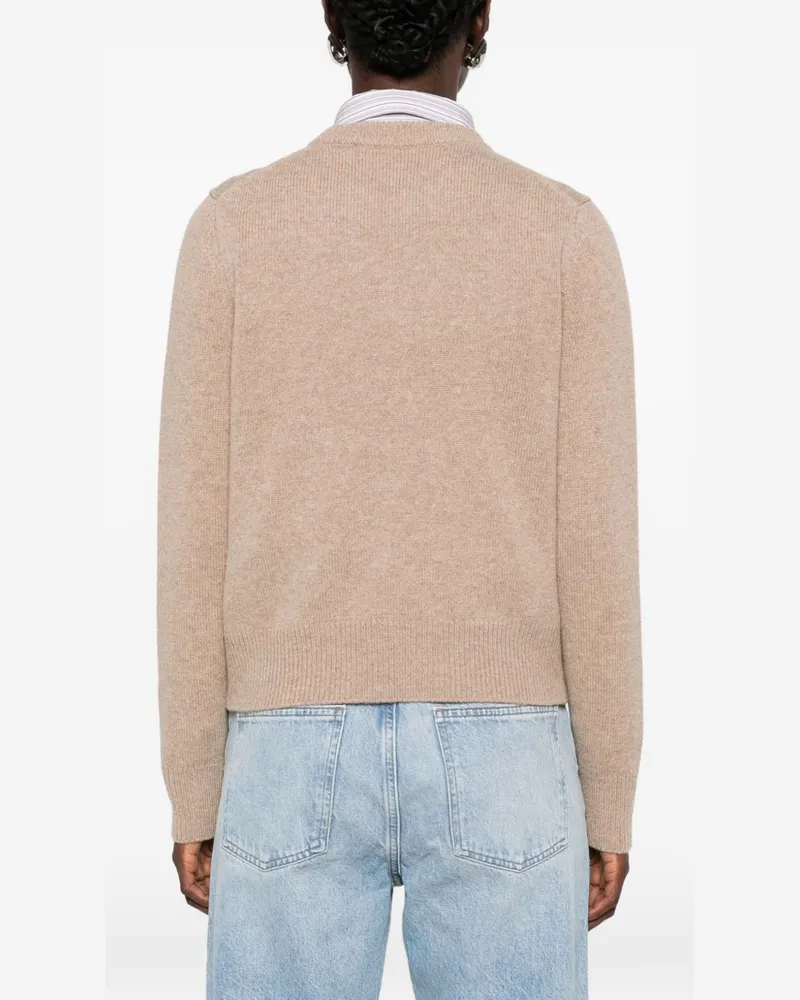 Kitsuné Fox Head Wool Crewneck Sweater — Beige Beige