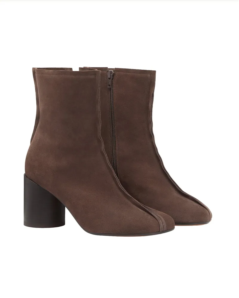 Maison Margiela Women's Ankle Boots Anatomic Suede Dark Brown Brown
