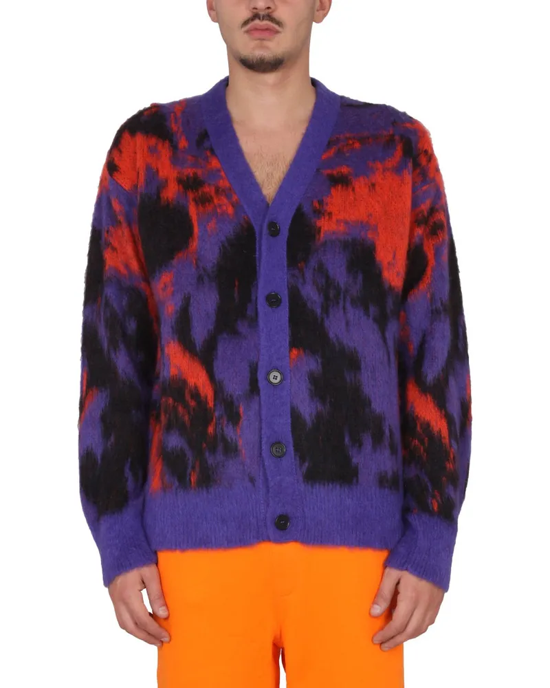 MSGM V-Neck Ribbed Cardigan — Multicolor Multicolor