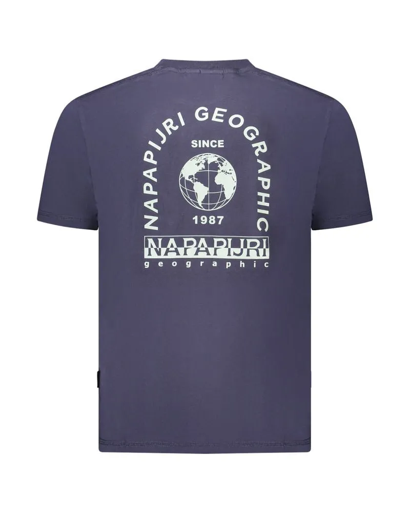 Napapijri Logo-Embroidered Cotton T-Shirt — Blue Blue