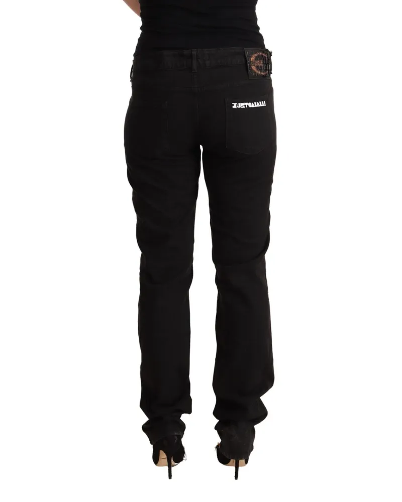 Just Cavalli Women's Black Mid Waist Denim Cotton Skinny Jeans Elastane Clothing Black