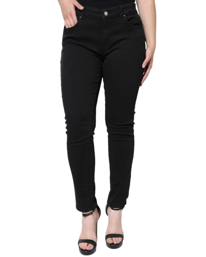 Dolce & Gabbana Women's Black Cotton Stretch Skinny Denim Jeans Elastane Clothing Black