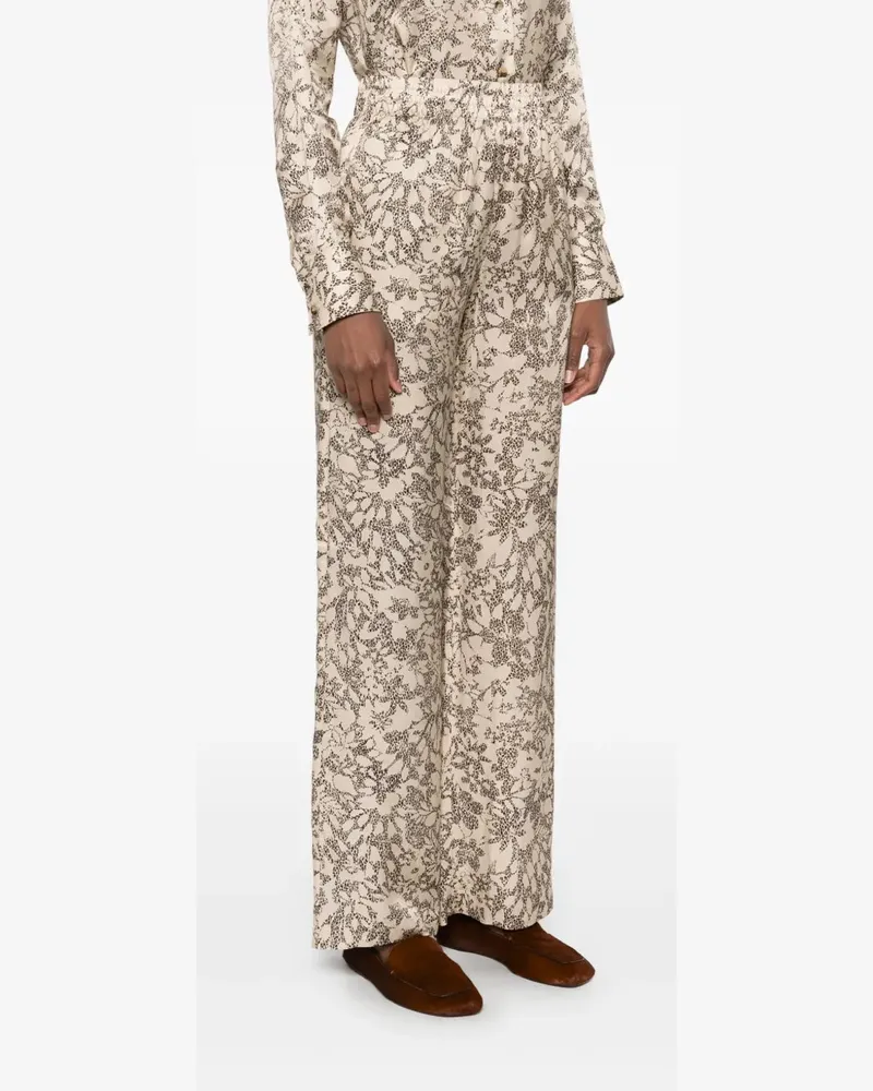 Golden Goose Women's Brittany Straight-Leg Trousers Floral Ss25 W Beige