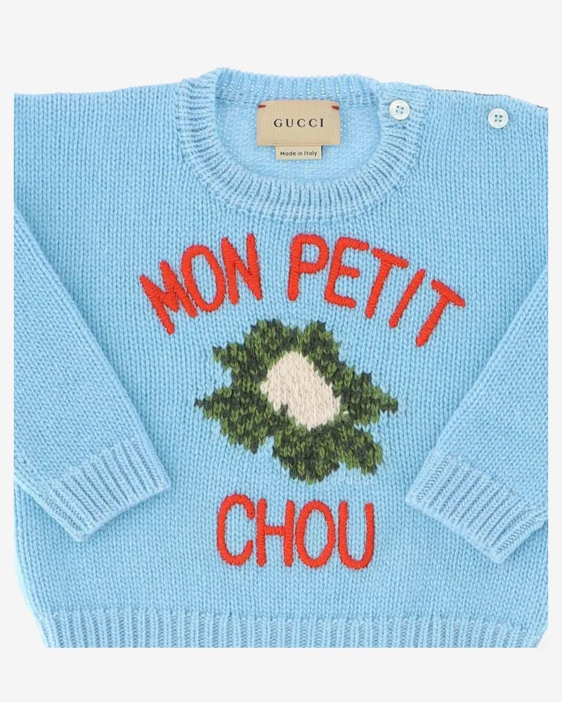 Gucci Boys' Cauliflower Wool Sweater Light Blue Blue