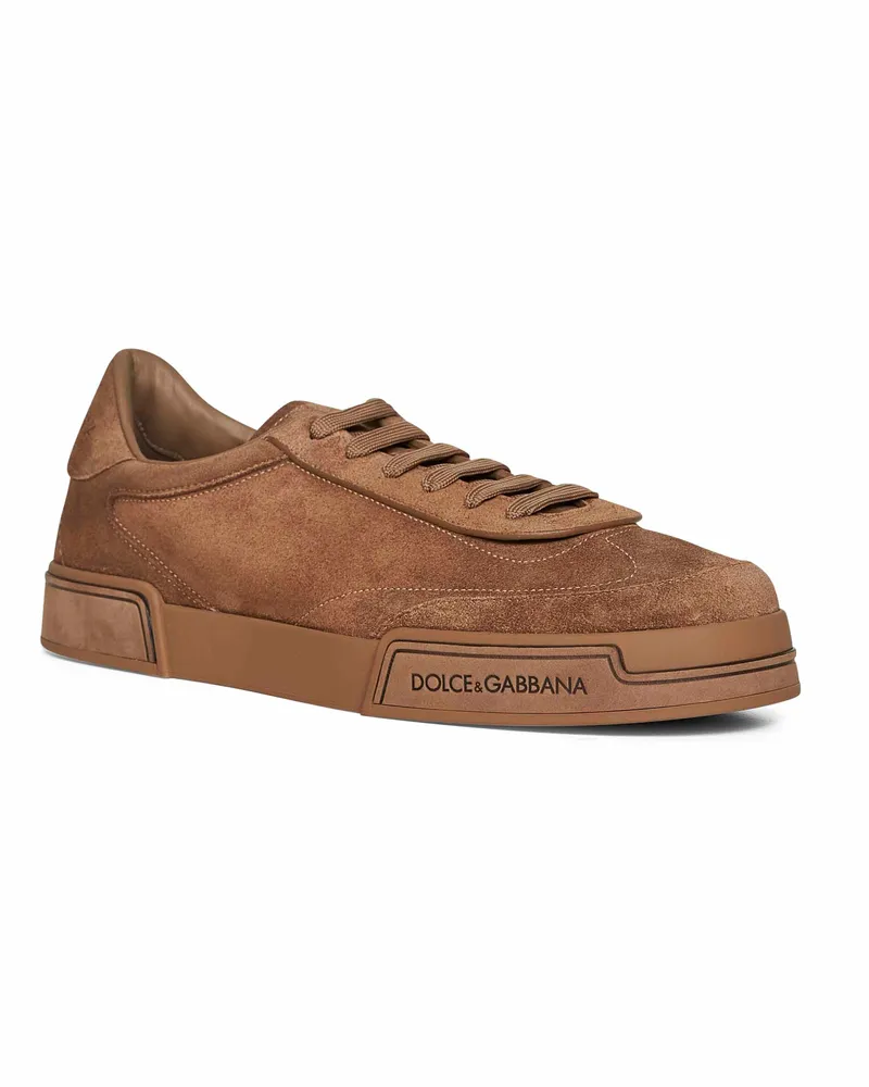 Dolce & Gabbana Men's Hazelnut Suede Portofino Yatch Sneakers Calf Leather Trainers Hazelnut