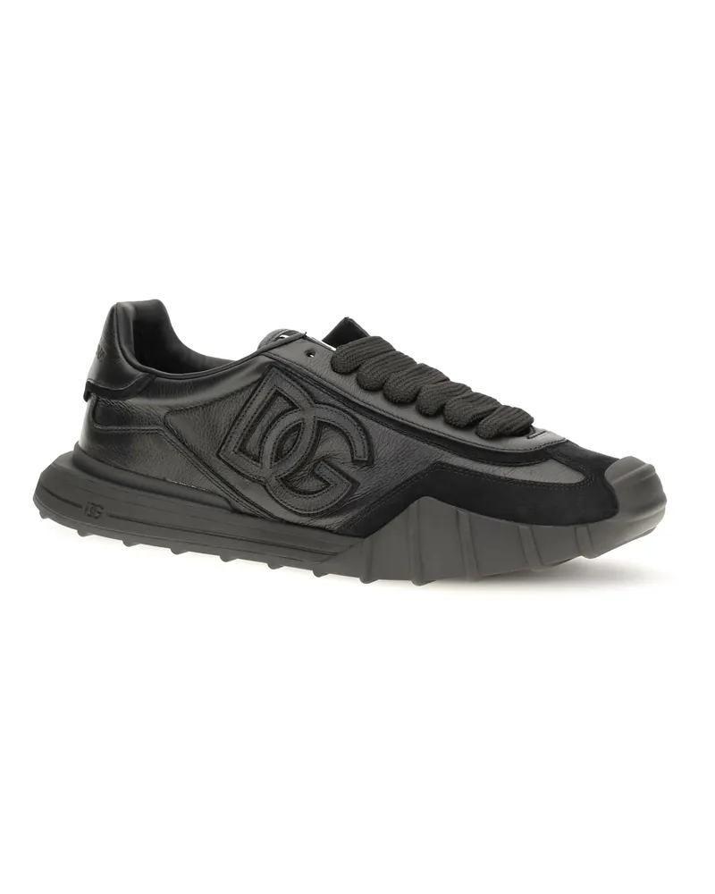 Dolce & Gabbana Men's Sneakers Fabric & Leather Black Black-Black Upper Trainers Black/black Black