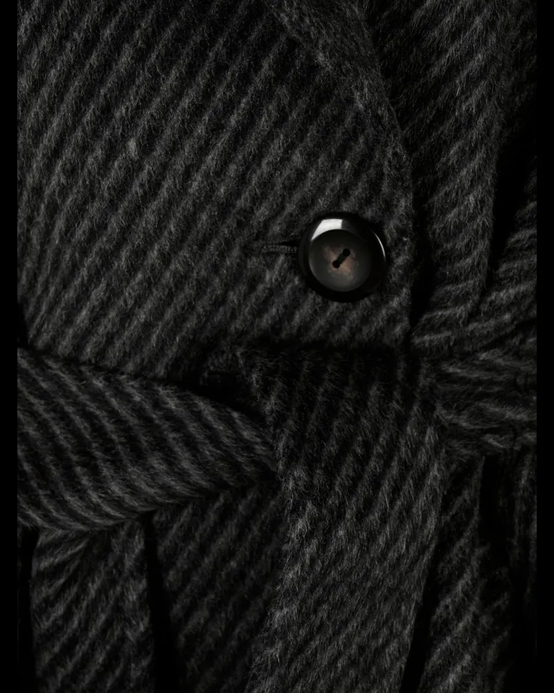 Emporio Armani Wool Diagonal Stripe Coat — Grey Grey