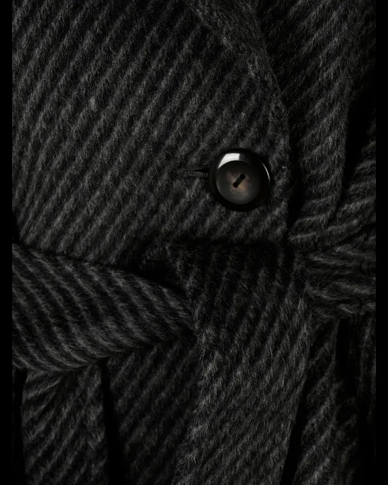 Emporio Armani Wool Diagonal Stripe Coat — Grey Grey