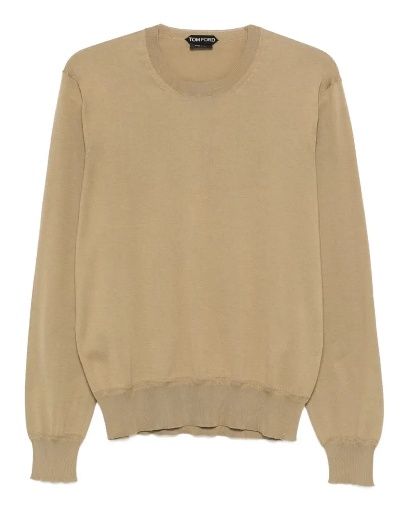Tom Ford Men's Crew Neck Sweater Beige Cotton Beige