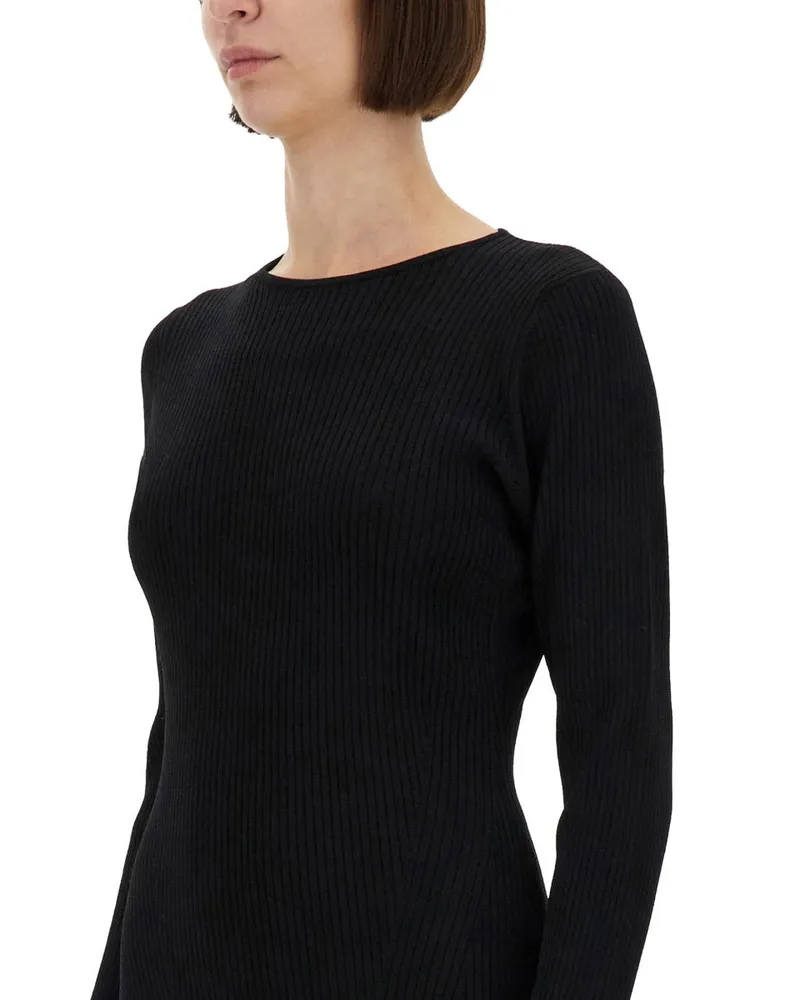 ROTATE Birger Christensen Knitted Viscose Mini Dress — Black Black