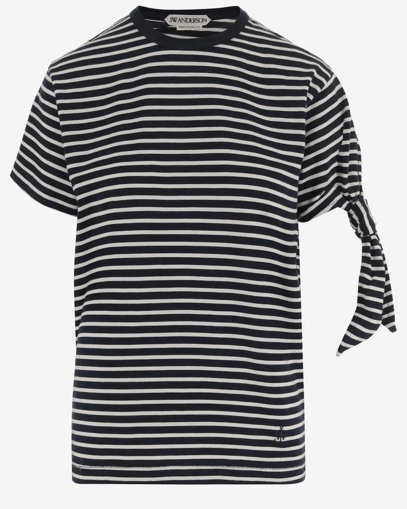 J.W.Anderson Women T-Shirt Striped Cotton Multicolour T-Shirts & Jerseys Navy