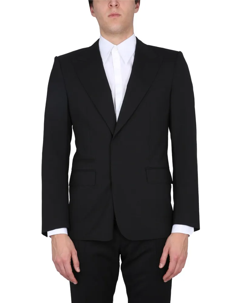 Dolce & Gabbana Single-Breasted Virgin Wool Blazer — Black Black
