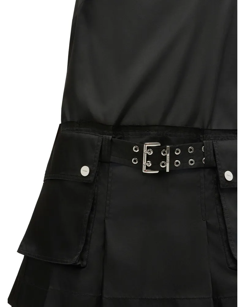 Ganni Recycled Polyamide Mini Dress — Black Black