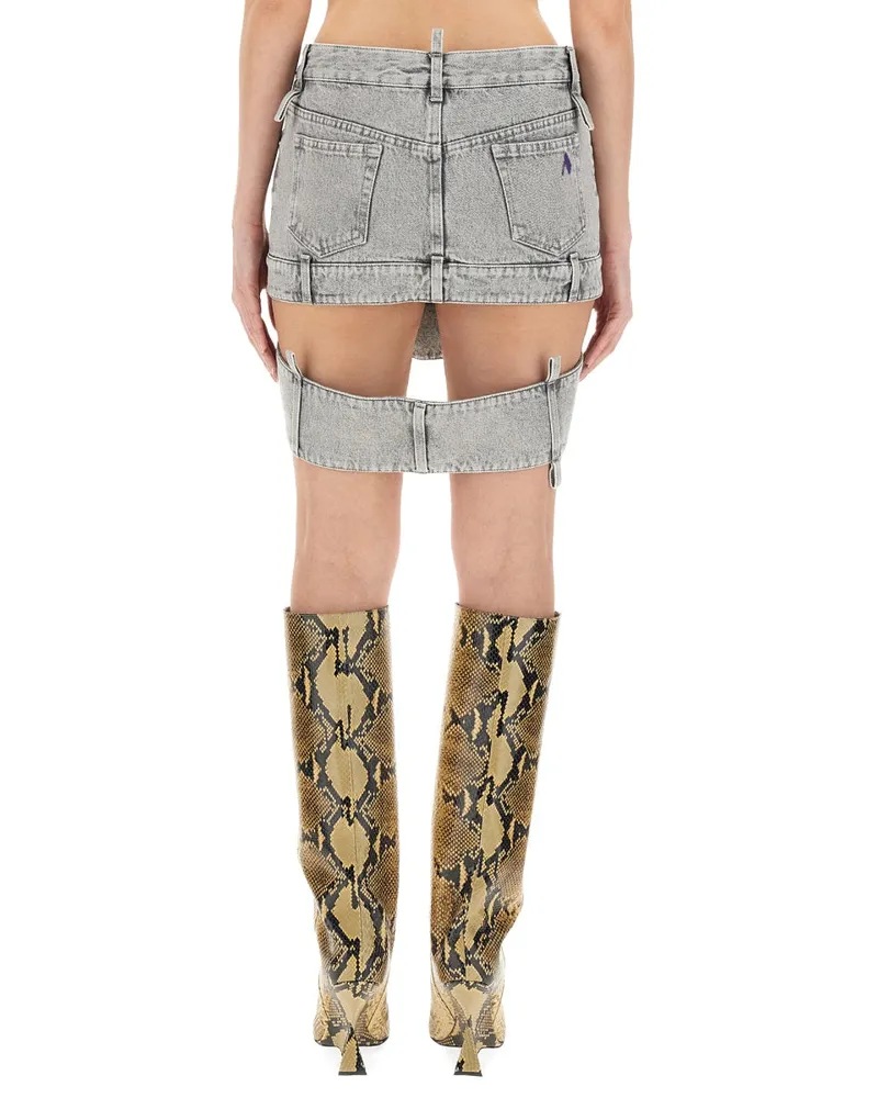 ATTICO Denim Cotton Skirt — Gray Gray