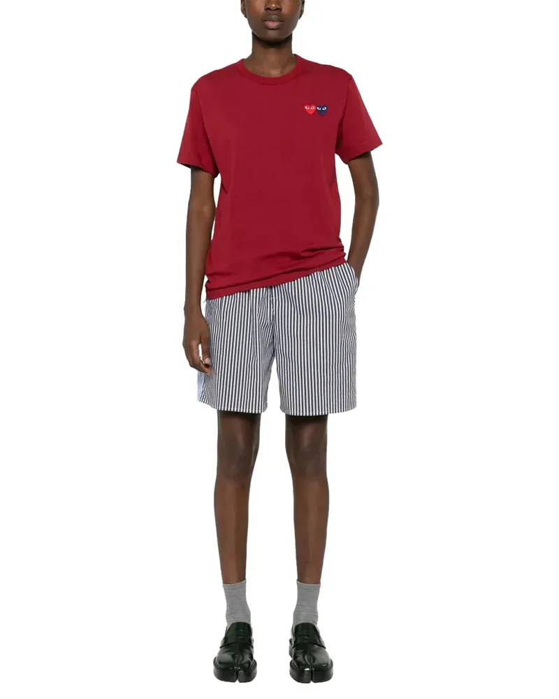 Comme des Garçons Embroidered Double Heart T-Shirt — Red Red