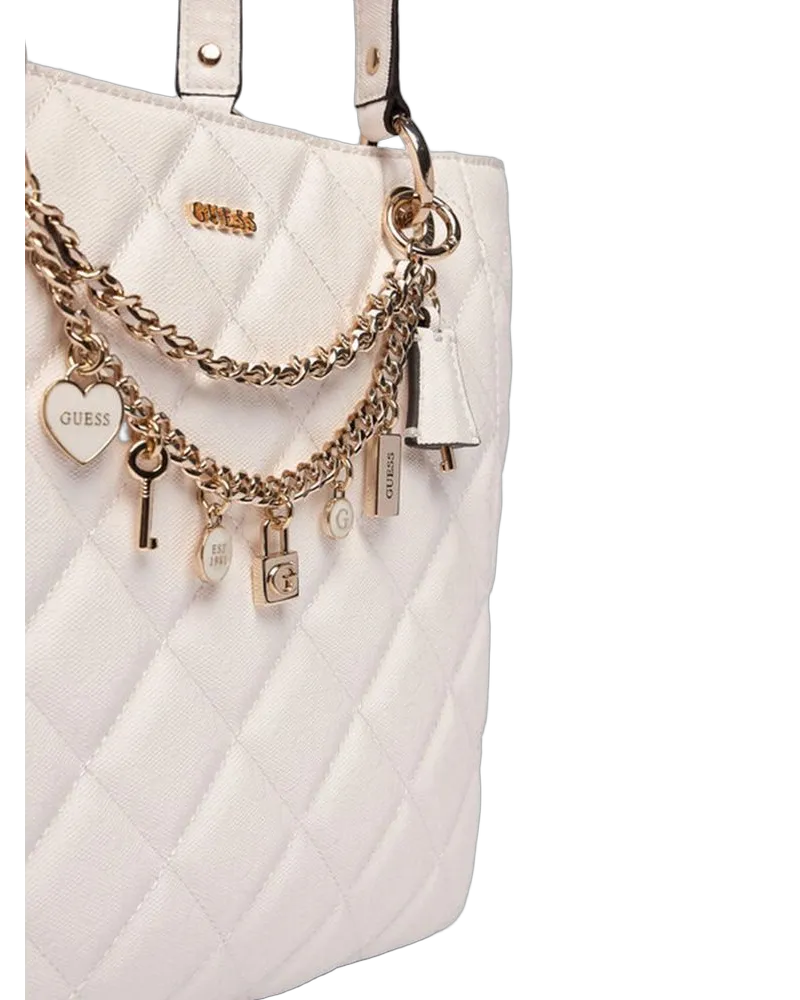 Guess Women's Tote Off White Polyurethane Tote-bags White