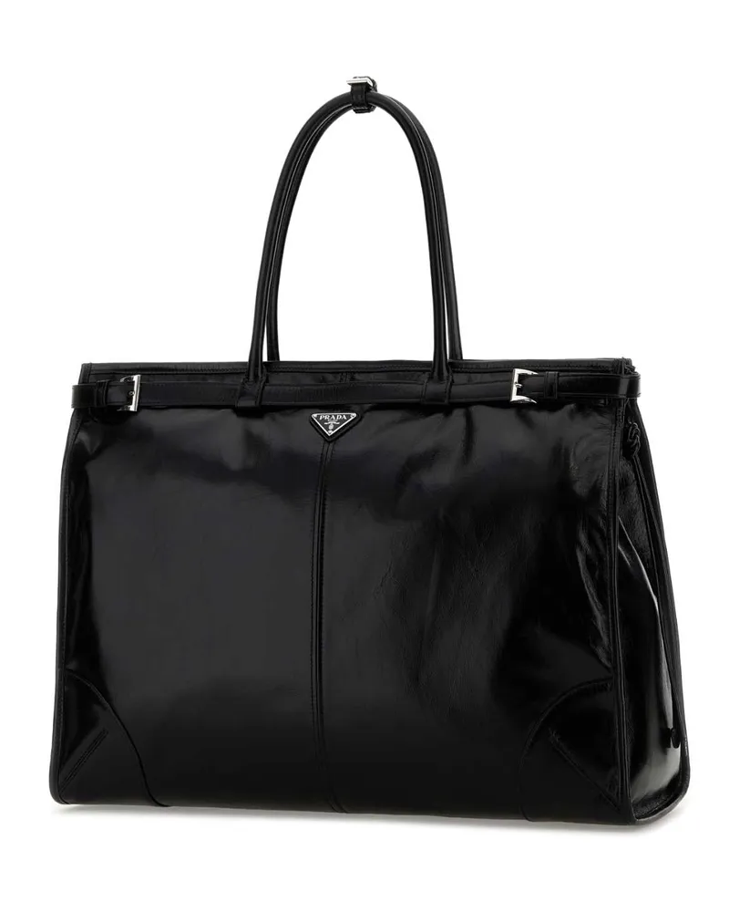 Prada Men's Black Leather Large Shopping Bag Nero Borse A Tracolla Black