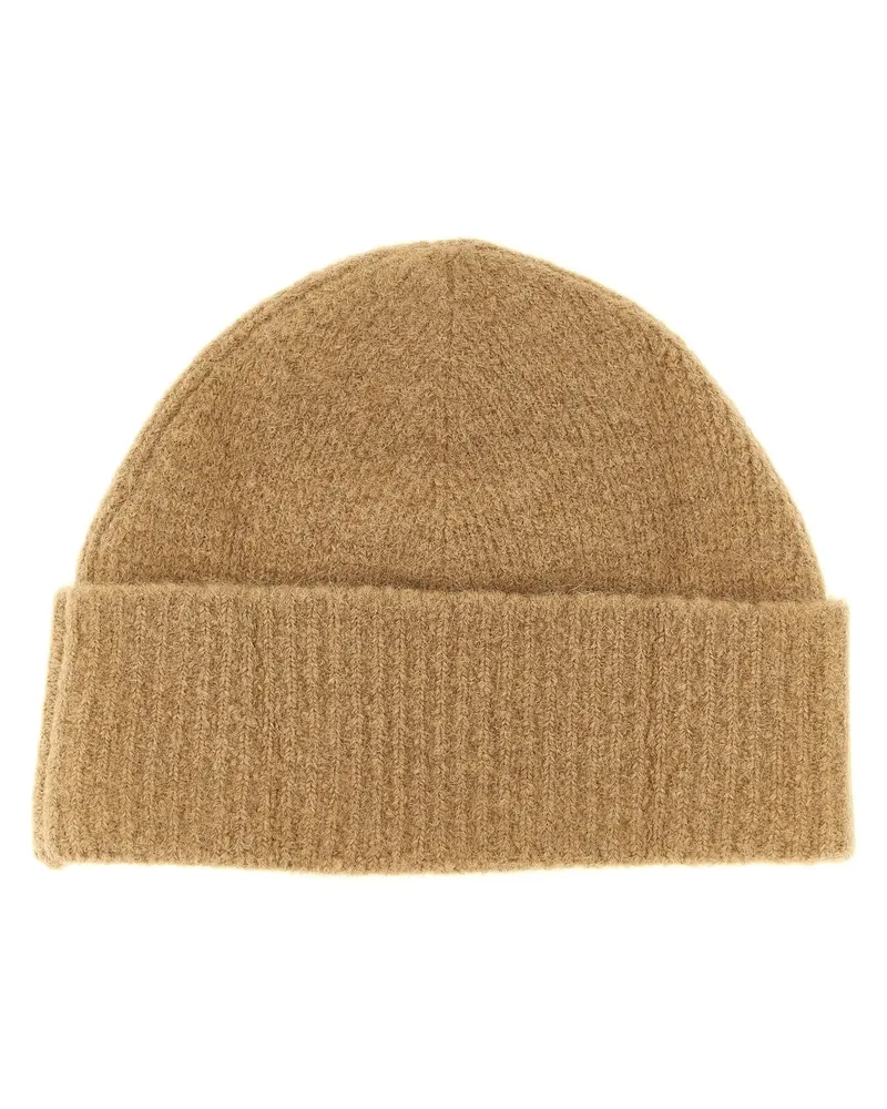 AMI Paris Ami de Cœur Embroidered Beanie — Camel Camel