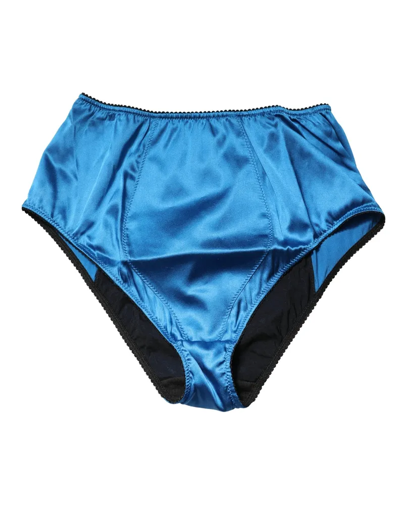 Dolce & Gabbana Women Blue Silk Blend High Waist Girdle Panty Underwear Elastane Clothing Blue