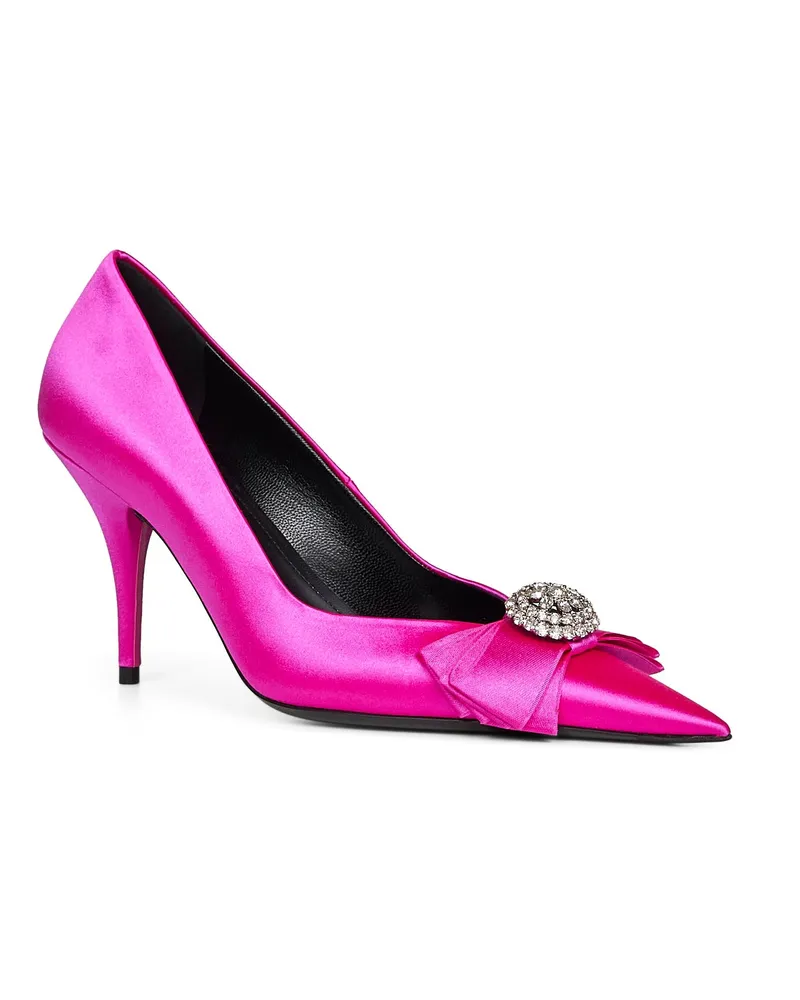 Balenciaga Women's Fuchsia Satin Avenue Palazzo 90mm Pumps Viscose High Heel Shoes Pink