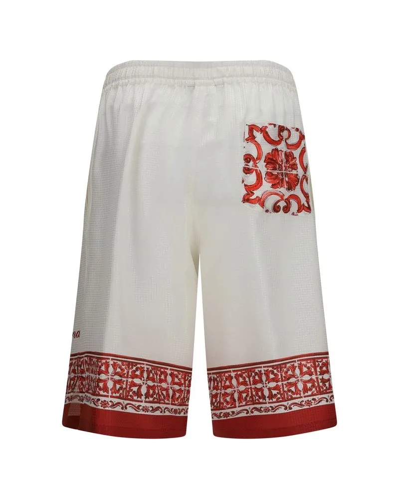 Dolce & Gabbana Maiolica Print Silk Bermuda Shorts — Multicolor Multicolor