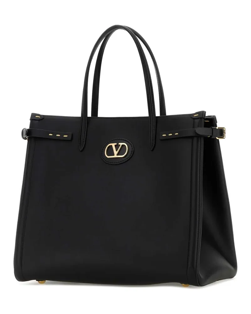 Valentino Garavani Women's Black Leather Vlogo Signature Shopping Bag Nero Borse A Mano Black