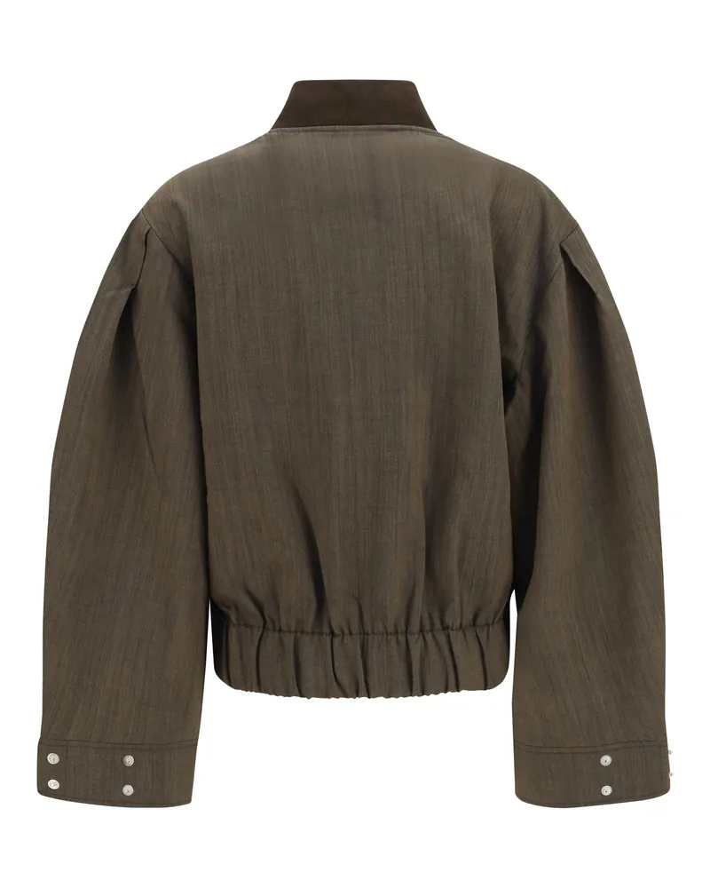 Ganni Women's Lightweight Wool Bomber Jacket Canteen Merino Ovis Aries Brown