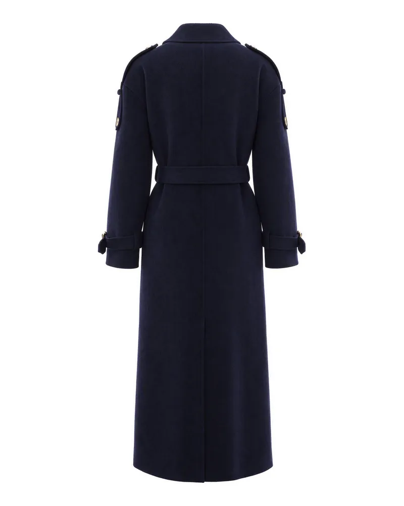 Elisabetta Franchi Double-Face Wool Coat — Navy Navy
