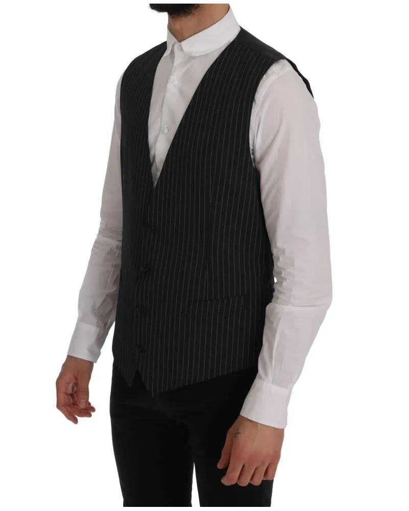 Dolce & Gabbana Men's Gray Wool Stretch Vest Clothing Gray