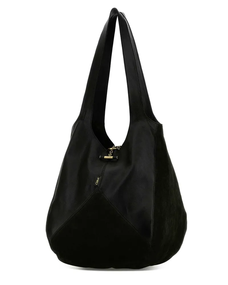 Chloé Women's Black Suede And Leather Balloon Shopping Bag Borse A Mano Black