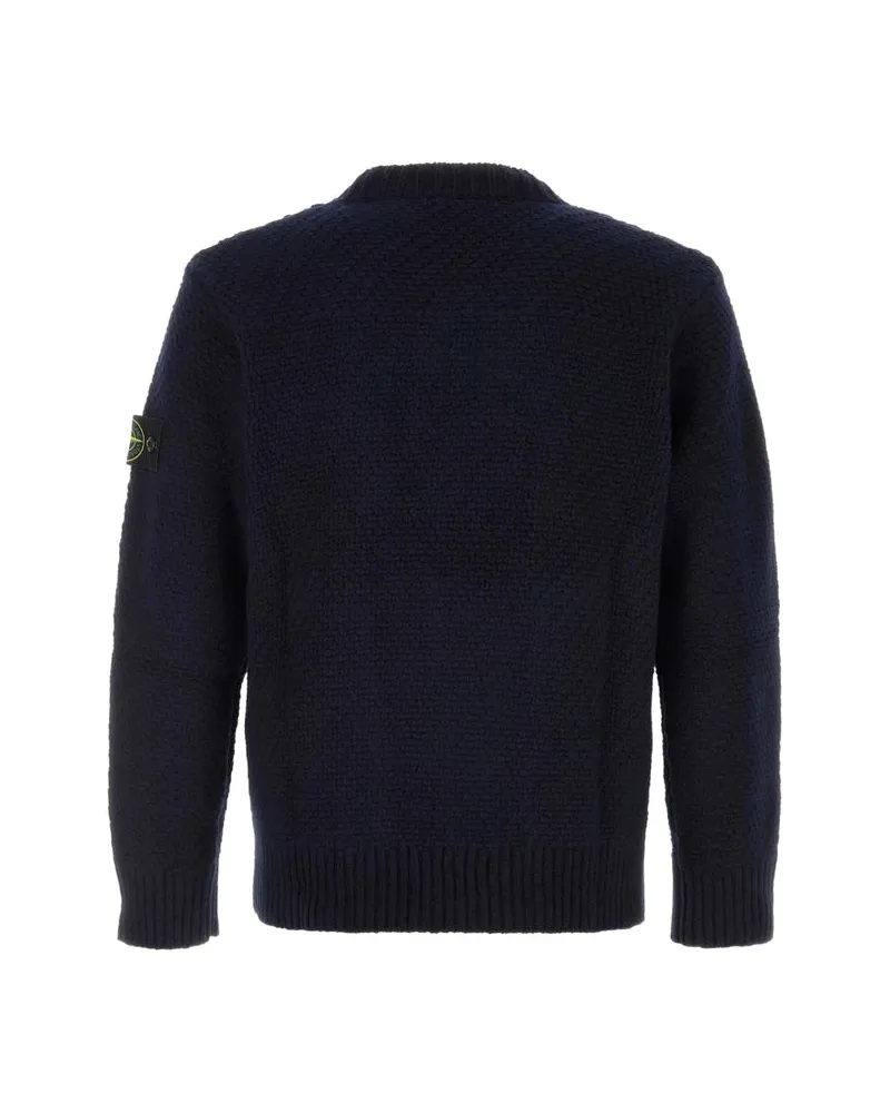 Stone Island Waffle Knit Virgin Wool Sweater — Blue Blue