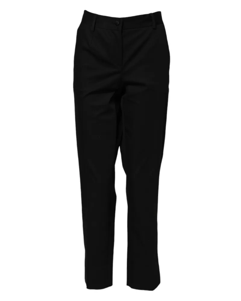 Dolce & Gabbana Women's Black Cotton High Waist Formal Pants Polyester Nylon Black