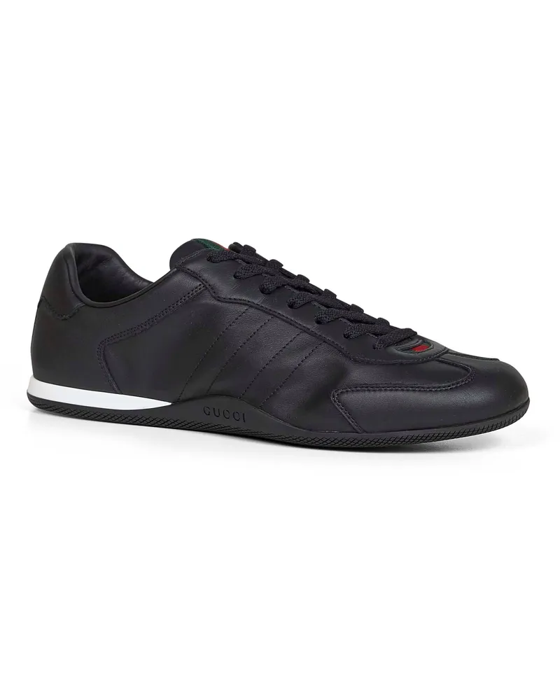 Gucci Men's Black Smooth Leather Shift Sneakers Calf Trainers Black