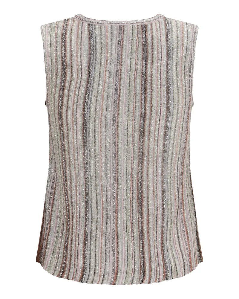 Missoni Women's Sleeveless Ribbed Sequin Top Pink Tones Rayon Tops Pink