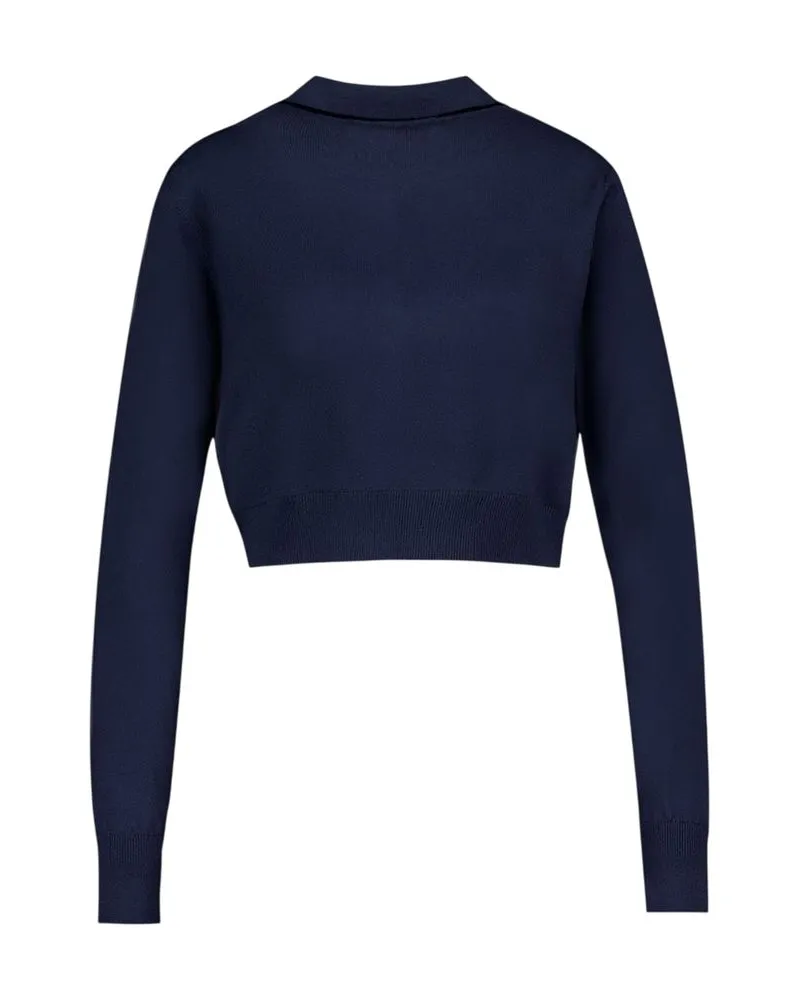 Marine Serre Cotton Polo — Navy Navy