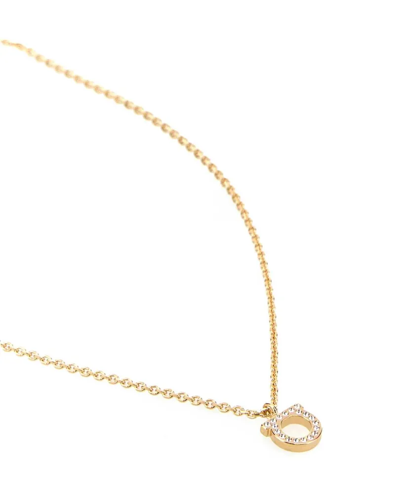 Ferragamo Women's Gold Metal Necklace Cryoro Brass Glass Necklaces Gold