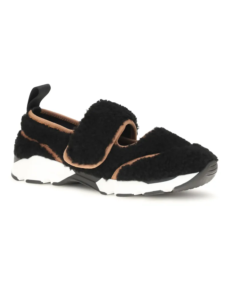 Marni Women's Mary Jane Shearling Sneakers Black Black