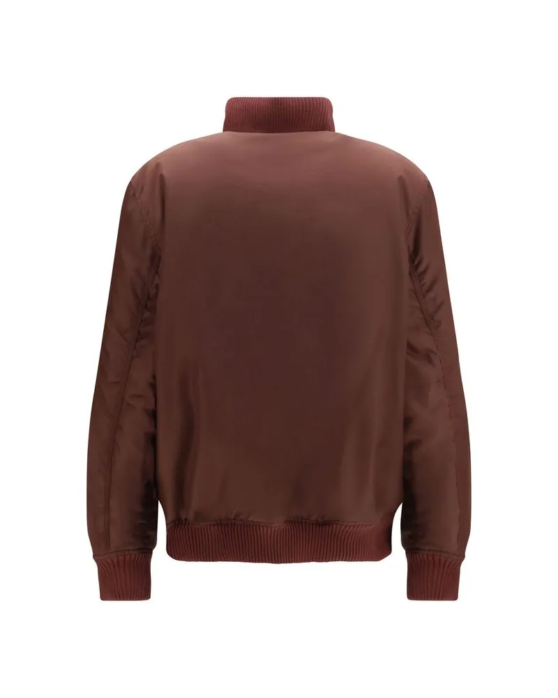 OFF-WHITE Embroidered Logo Nylon Bomber Jacket — Bordeaux Bordeaux