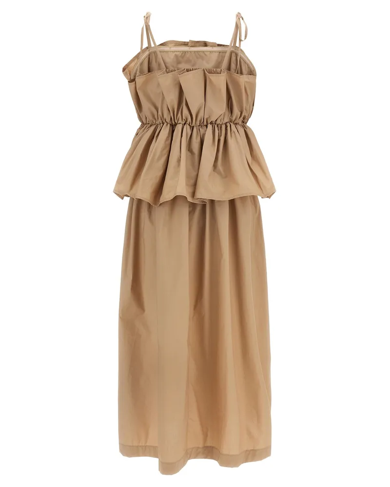 Twin-Set Flounce Poplin Dress — Beige Beige