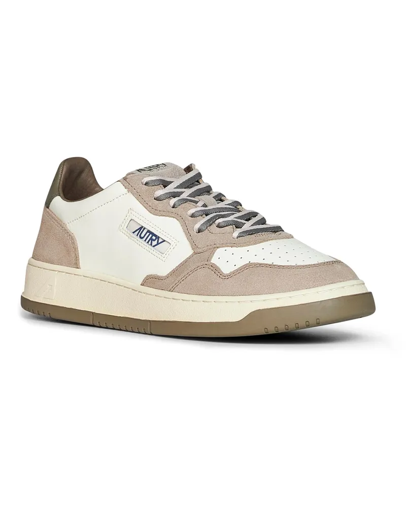 AUTRY Men's Sneakers Medalist Low White-Licorice Calf Leather Trainers White