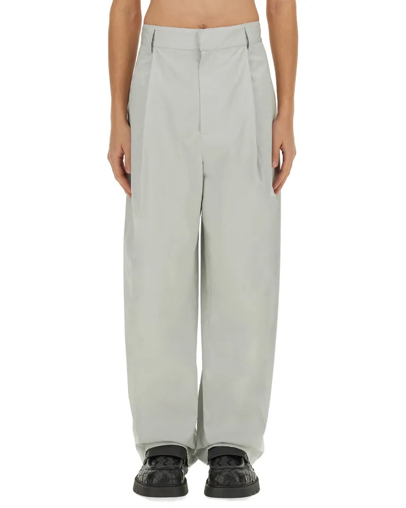 Bottega Veneta Silk-Cotton Trousers — Gray Gray