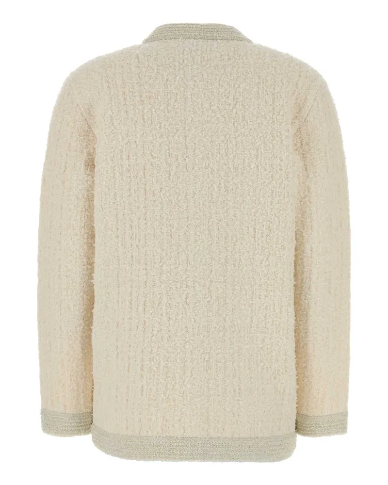 Gucci Women's Ivory Stretch Boucle Cardigan Ivorysilvermc Maglie Beige