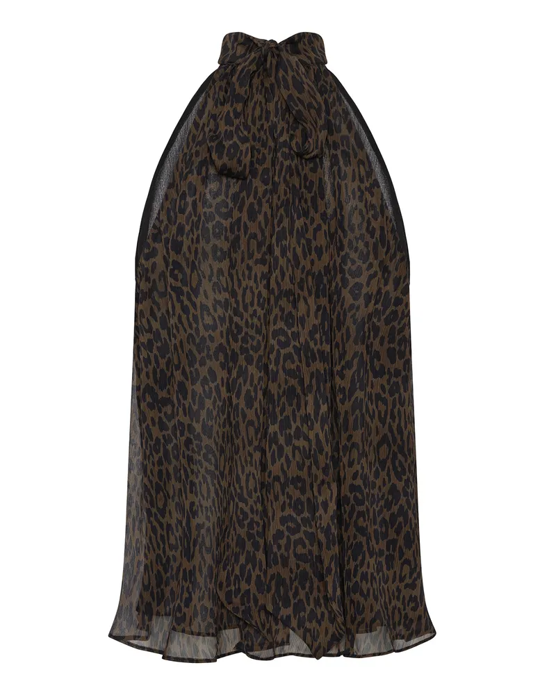 ROTATE Birger Christensen Women's Sleeveless Halter Top Brown Tops Brown